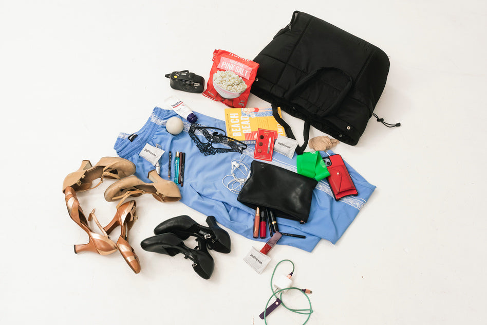Everything the Dance Bag Organizer holds, laid out flat