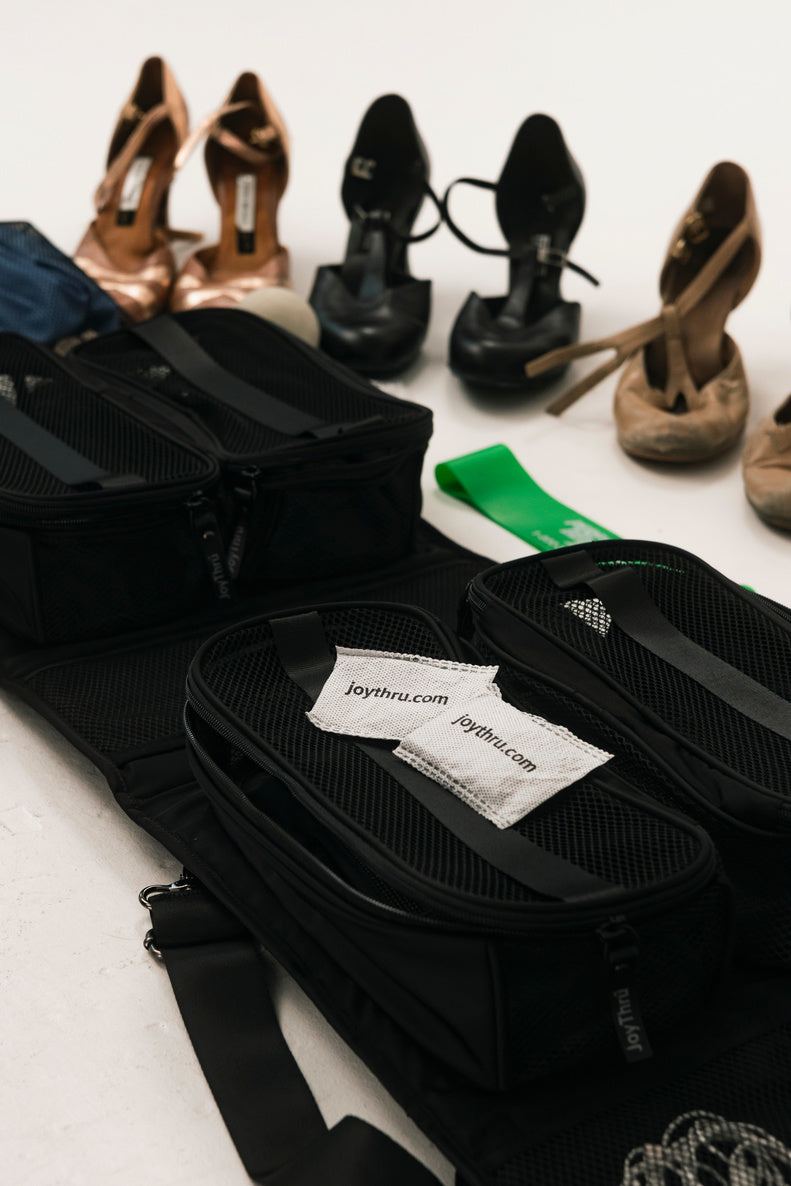 Dance Bag packing cubes with dance heels and accessories