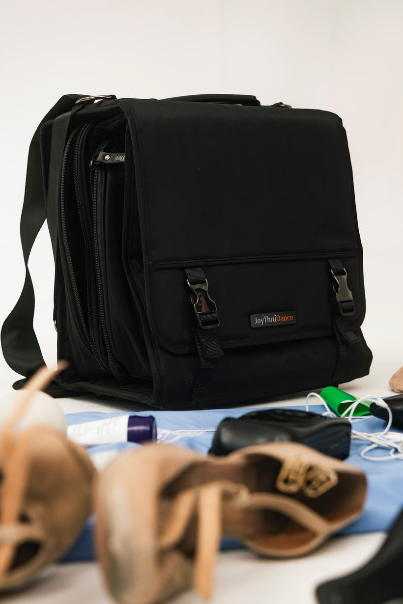 JoyThru Dance Bag Organizer closed, studio product shot